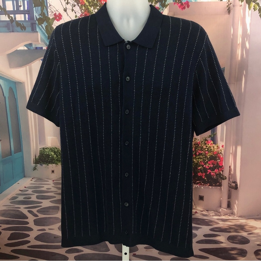 NWT Old Navy Short Sleeve Navy Striped Polo Cardigan